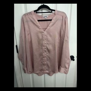 Express Satin Pink & Gold V-Neck Top